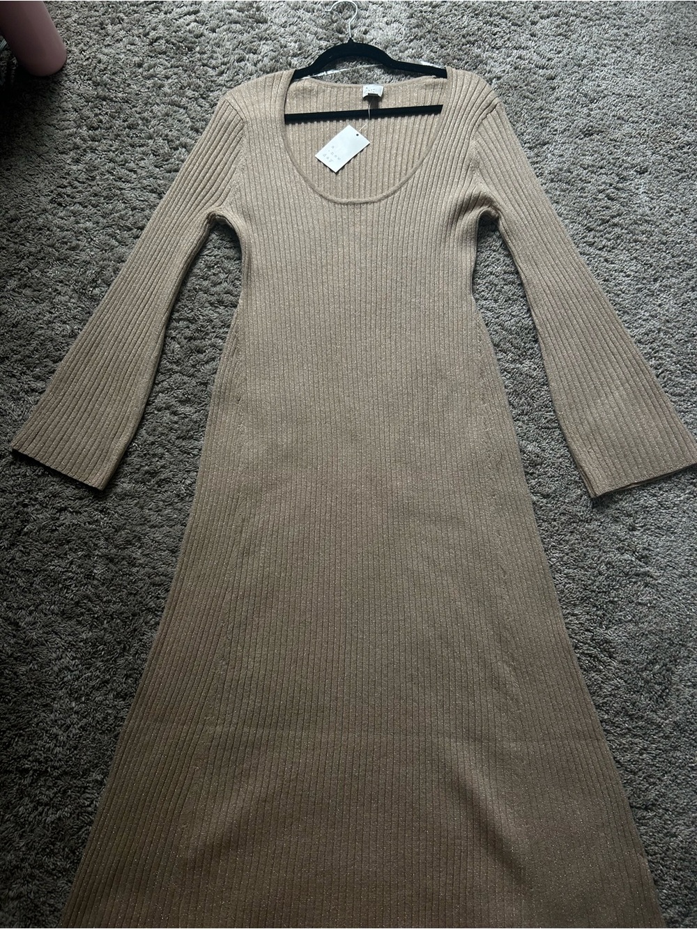 a new day Women’s Taupe Ribbed Long Sleeve Knit Dress